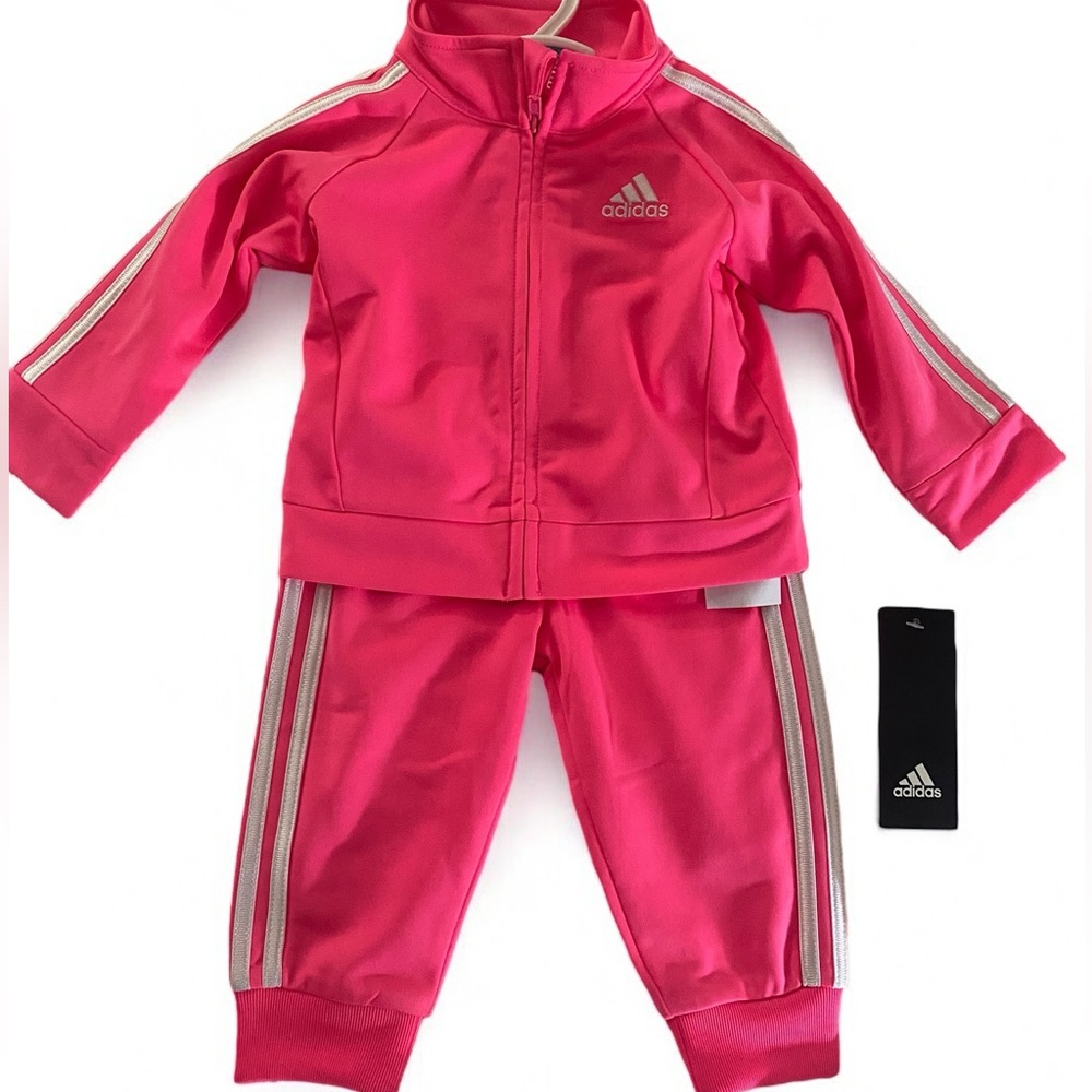 Adidas Infant Girls 2-Piece Tracksuit Set | Size 6M | Bright Pink | NWT